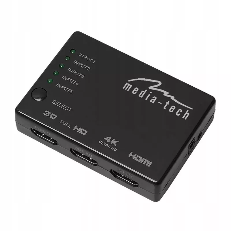 HDMI video lüliti MEDIA-TECH MT5207, 3x HDMI sisendit, 1x HDMI väljund, must