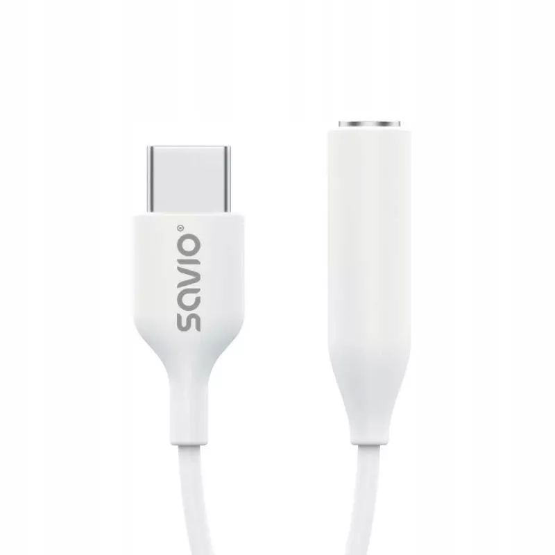 USB Type-C (M) – 3,5 mm pesa (F) heliadapter valge SAVIO AK-52