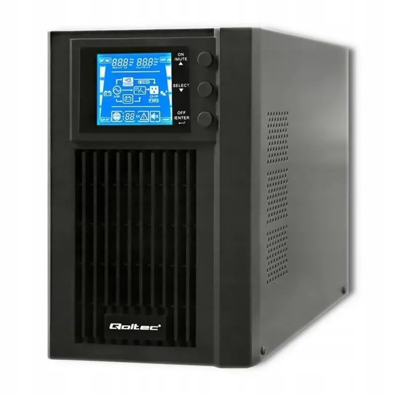 Qoltec 53042 katkematu toiteallikas (UPS) topeltmuundusega (Online) 1 kVA 800 W 2 vahelduvvoolu pistikupesa