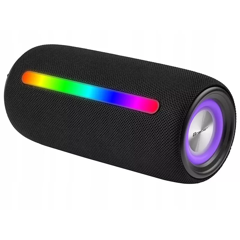 Kaasaskantav stereokõlar TRACER Stripe Must — 10 W RMS, Bluetooth/juhtmega, USB-A ja USB-C, MicroSD, sisseehitatud aku (kuni 5 h)