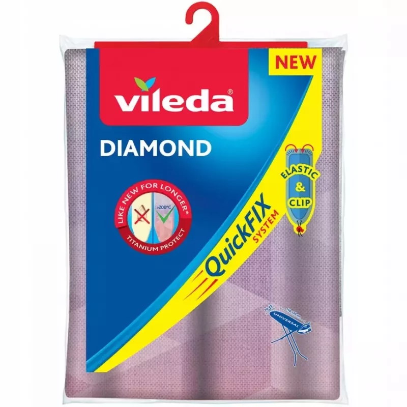 Triikimislaua kate VILEDA Dimond 173333 standardsete laudade jaoks 1200×380 mm, puuvill/vaht, kuumakindel kuni 200 °C