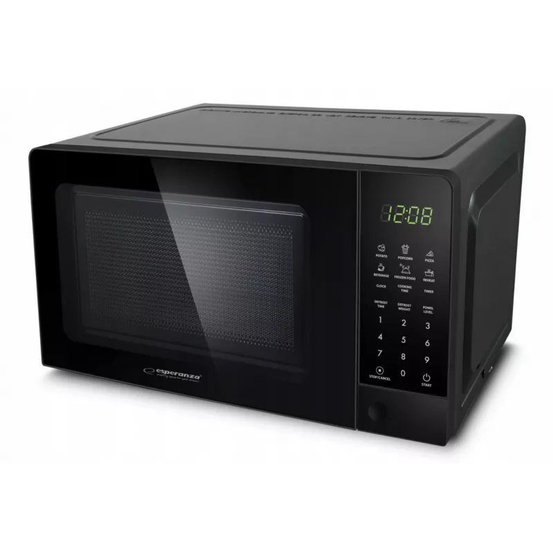 Solo mikrolaineahi ESPERANZA EKO009 — 700 W, 20 L, LED-ekraan, puutetundlikud juhtnupud, 24,5 cm klaasist pöördalus, must