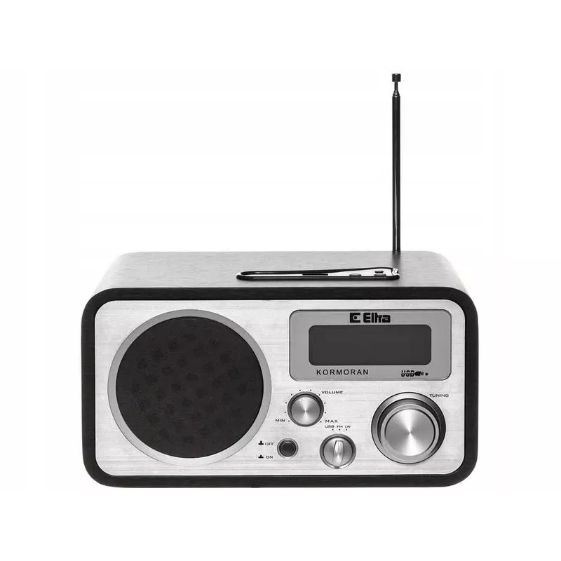 Kaasaskantav raadio ELTRA Kormoran analoog FM LW LCD must hõbedane