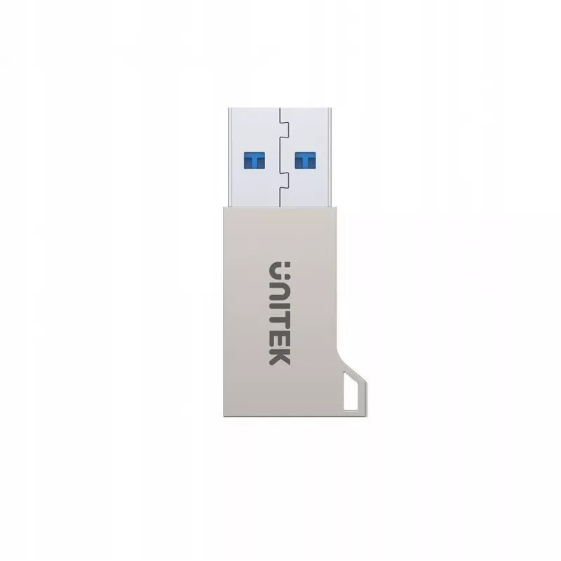 USB-pistikuadapter Unitek A1034NI, hõbedane, USB 2.0/3.2 Gen1, kuni 5 Gbit/s, tsinkkest, 36×16,7×5,7 mm