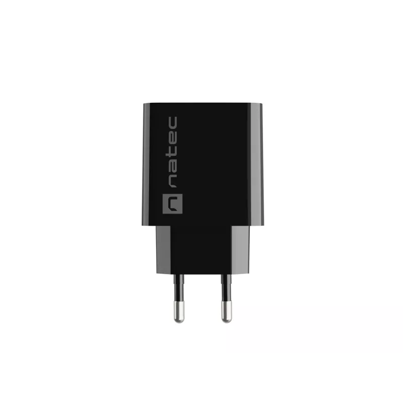 NATEC kiirlaadimisega sise-võrgulaadur Ribera — 18 W (5–15 V, kuni 3 A), 1× USB-A, Huawei FCP/SCP, must