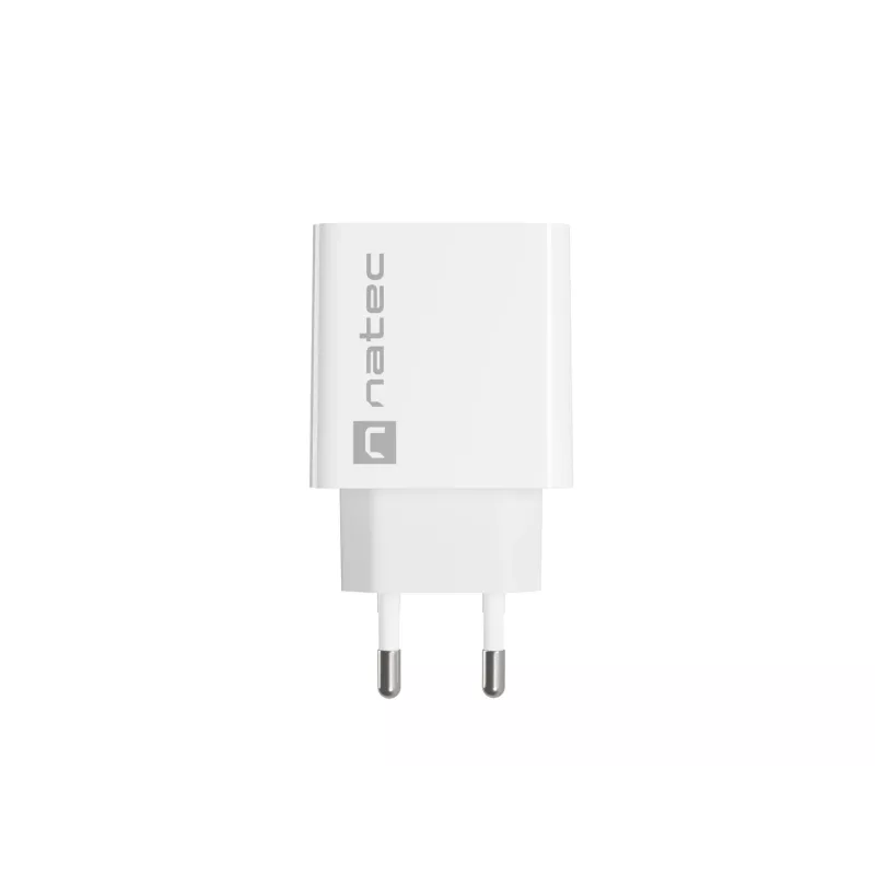 Sisetingimustes vahelduvvoolu kiirlaadija NATEC RIBERA 12V 20W USB-C PD 3.0 + USB-A Samsung AFC valge