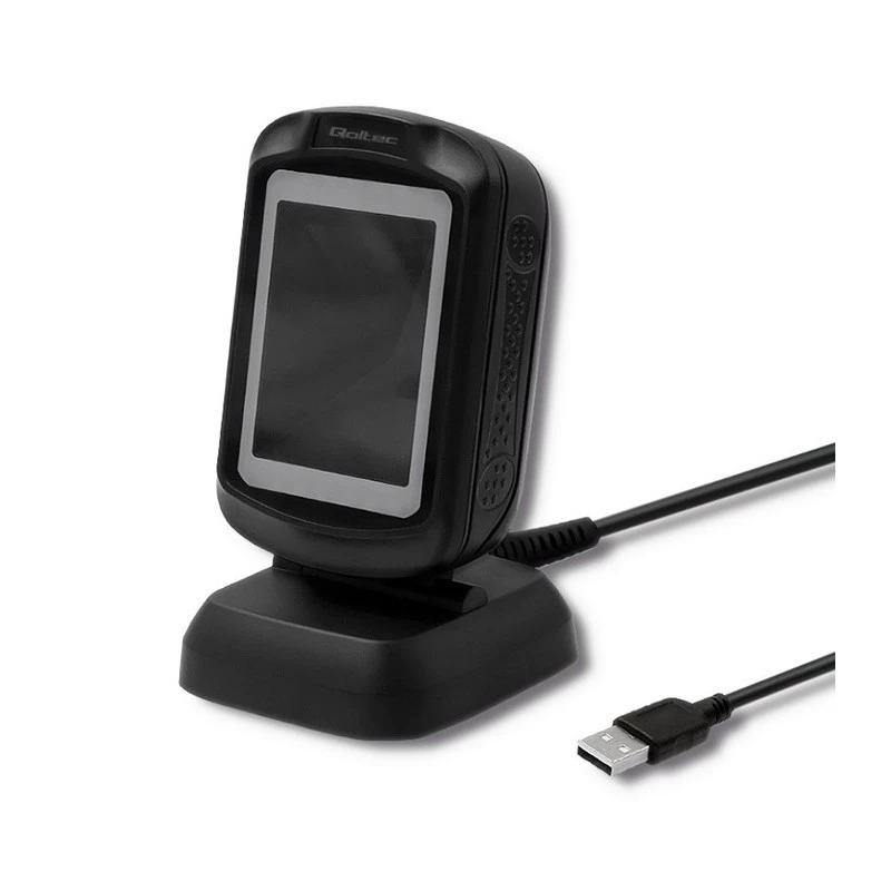Fikseeritud 1D/2D vöötkoodiluger QOLTEC 50864, LED-andur, USB-juhtmega, must, 145×85×80 mm