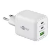 USB-C kiirlaadija Nano, PD, GaN, 65 W (valge, 1x USB-A, 2x USB-C PD, Charge 3.0)