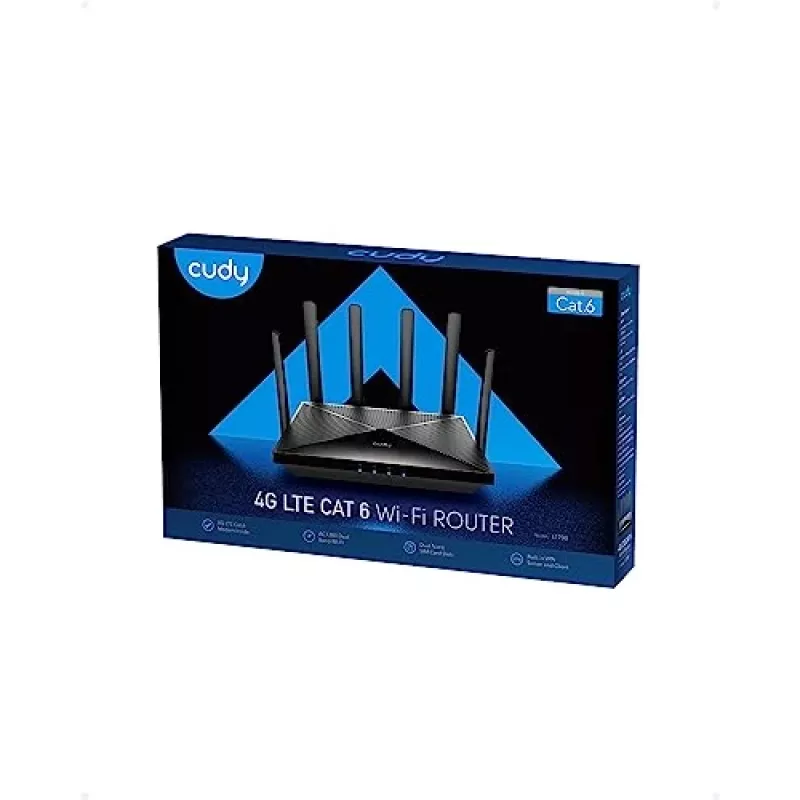 Cudy Uus 4G LTE Cat 6 WiFi ruuter, Qualcommi kiibistik, LTE modemruuter, kahe SIM-kaardiga 4G mobiilruuter, AC1200 kaheriba WiFi, 4 Gigabit porti, OpenVPN, W
