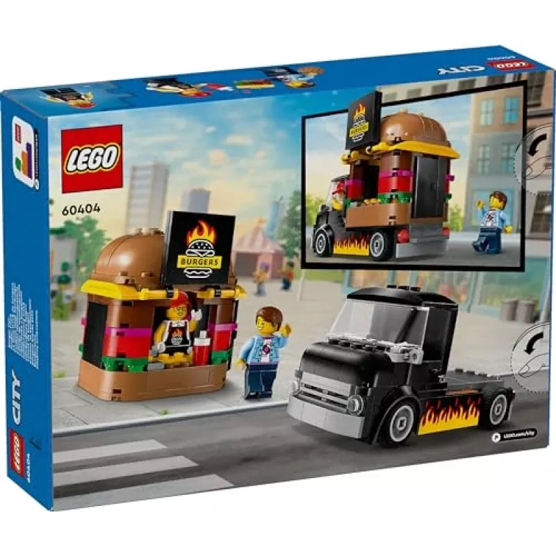 LEGO City Burgeri Veoauto Mänguauto 5+ Aastastele Poistele ja Tüdrukutele, Sõiduki Ehituskomplekt Köögimänguasjaga Müüja Minifiguuri ja Tarvikutega