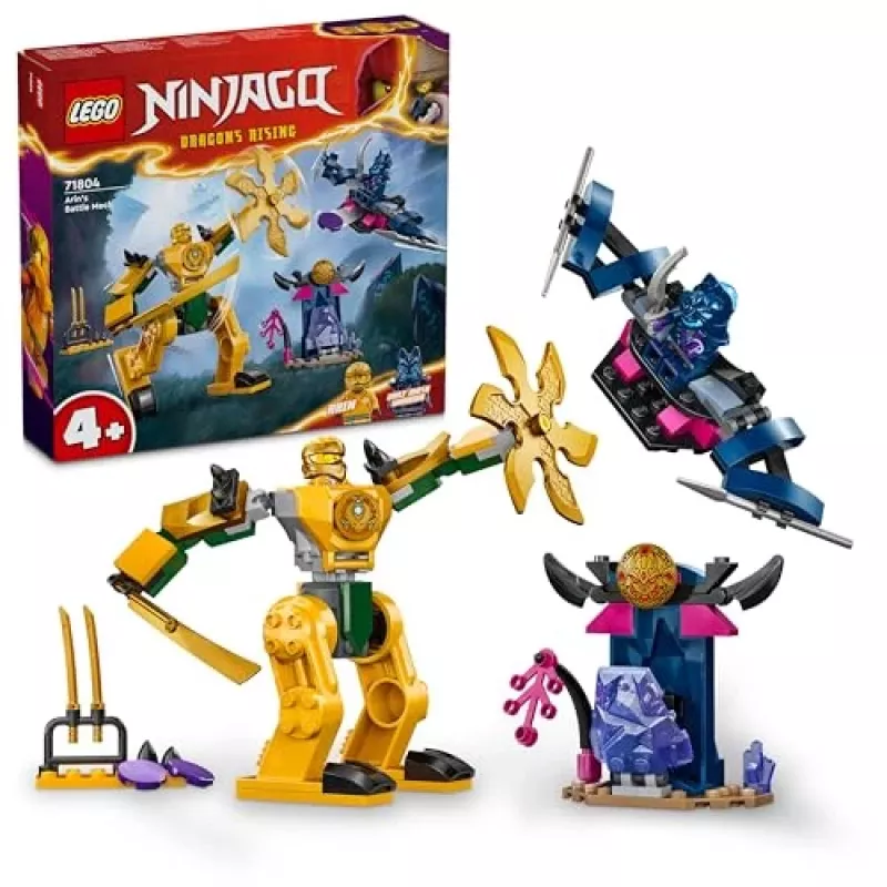 LEGO NINJAGO Arini lahingumehha märulifiguur ninjamänguasi 4+ aastastele poistele-tüdrukutele ja lastele, Dragons Rising komplekt koos Arini minifiguuri ja mini Kataga