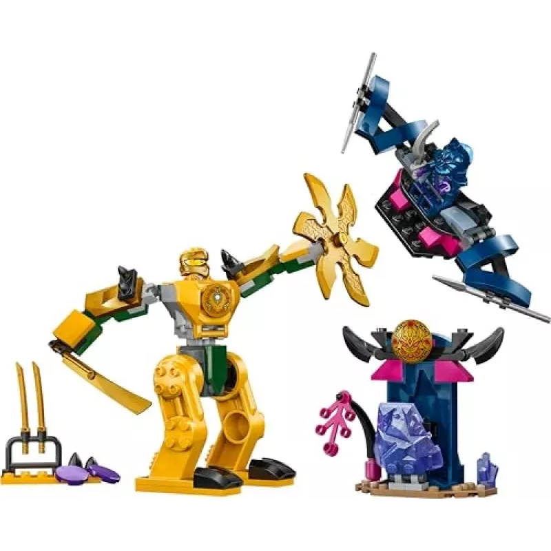 LEGO NINJAGO Arini lahingumehha märulifiguur ninjamänguasi 4+ aastastele poistele-tüdrukutele ja lastele, Dragons Rising komplekt koos Arini minifiguuri ja mini Kataga