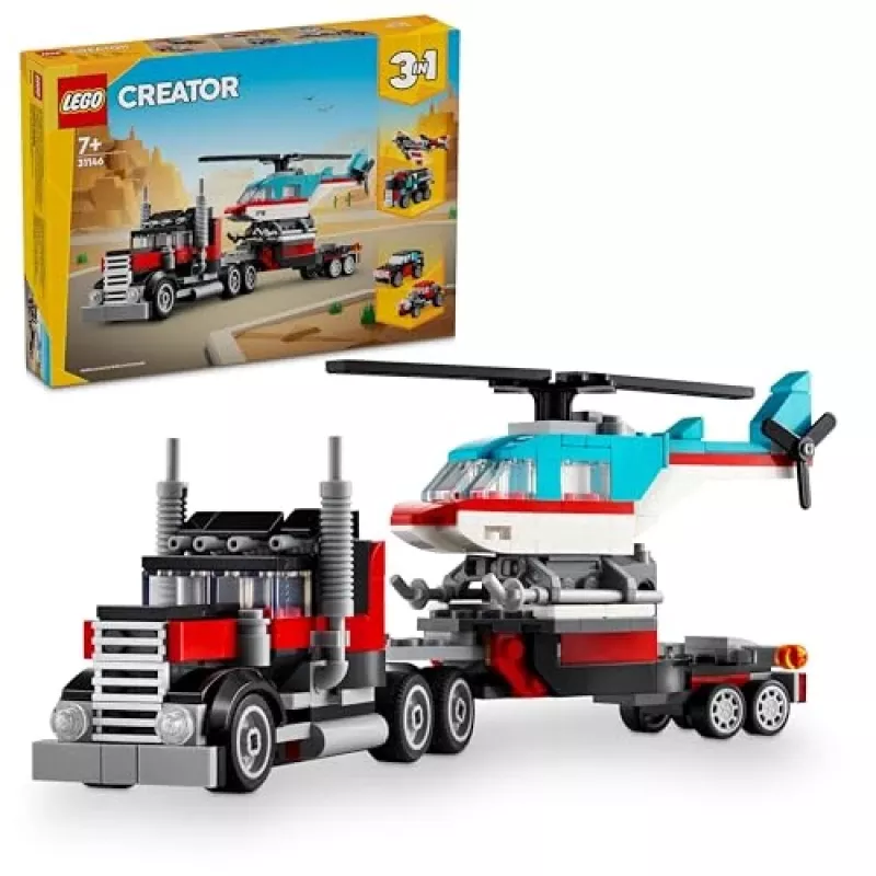 LEGO Creator 2-in-1 lameveoauto koos helikopteriga komplekt 31146, ümberehitatav mudel lastele