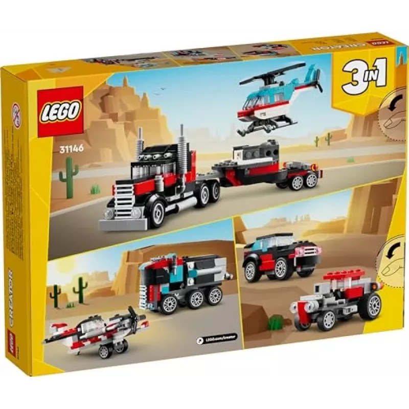 LEGO Creator 2-in-1 lameveoauto koos helikopteriga komplekt 31146, ümberehitatav mudel lastele