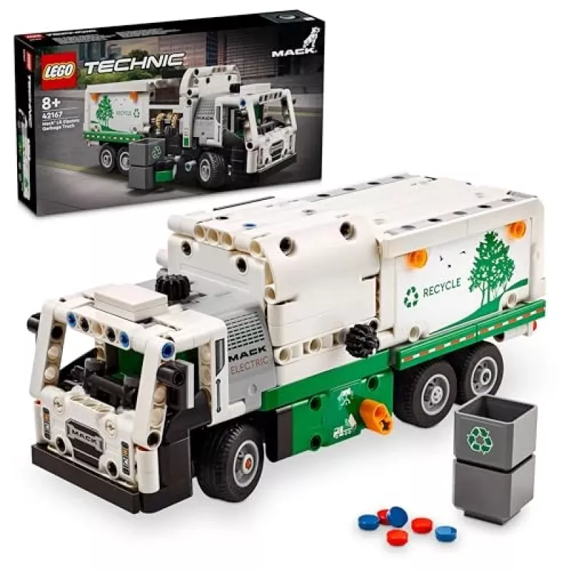 Ehitusmänguasi LEGO Technic Mack LR Electric Garbage Truck 42167 — 503 detaili, motoriseeritud, suurus 230×80×90 mm