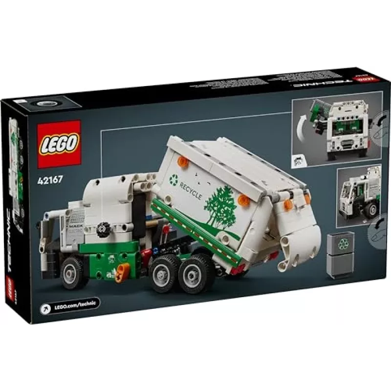 Ehitusmänguasi LEGO Technic Mack LR Electric Garbage Truck 42167 — 503 detaili, motoriseeritud, suurus 230×80×90 mm