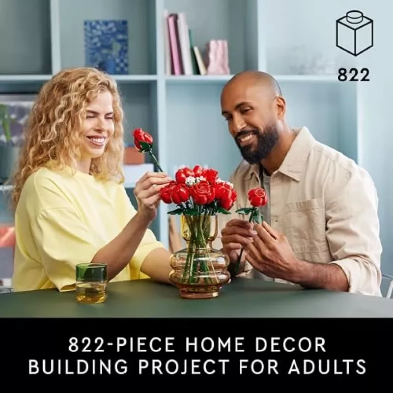 LEGO Icons Roosikimp kunstlillede komplekt täiskasvanutele, botaaniline kollektsioon, kodusisustuse aksessuaar, sõbrapäeva kingitus naistele