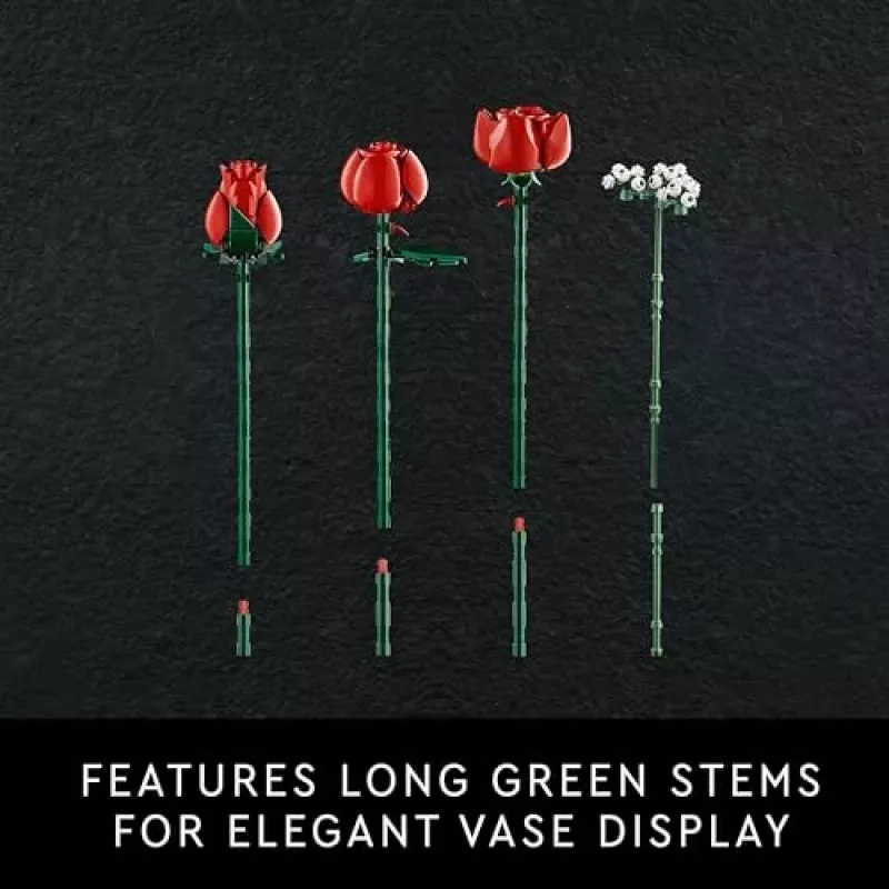 LEGO Icons Roosikimp kunstlillede komplekt täiskasvanutele, botaaniline kollektsioon, kodusisustuse aksessuaar, sõbrapäeva kingitus naistele