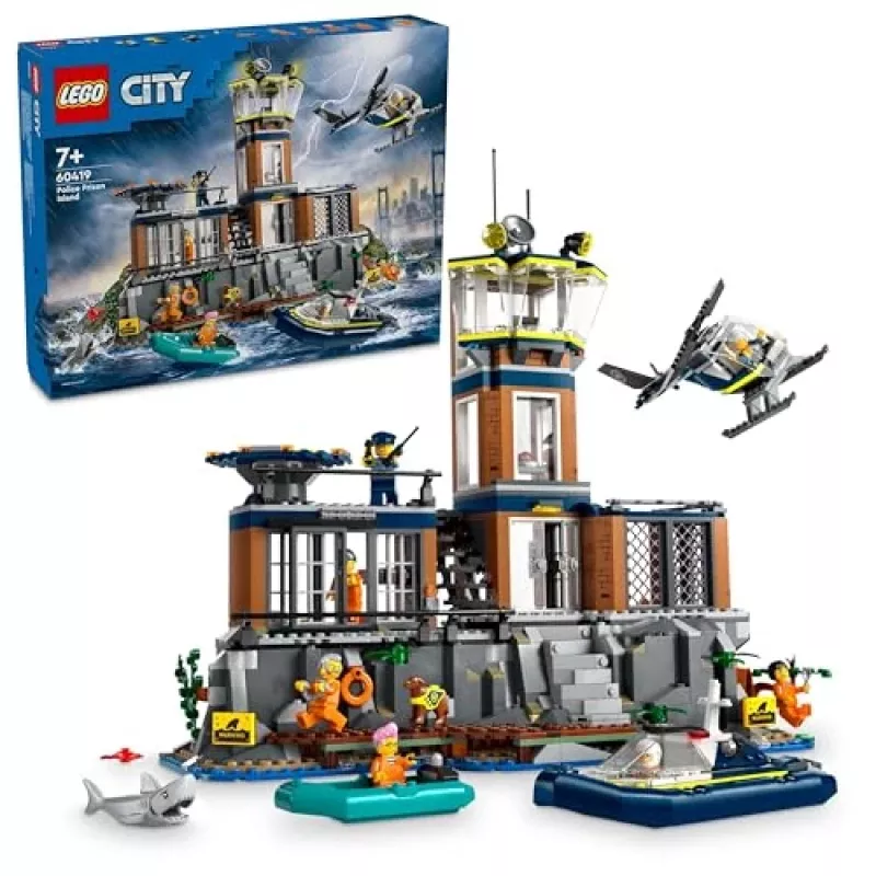 LEGO City ehitusmänguasi politseijaam koos vanglaga Vanglasaar 60419 — 980 detaili, 7 minifiguuri, 370×400×160 mm