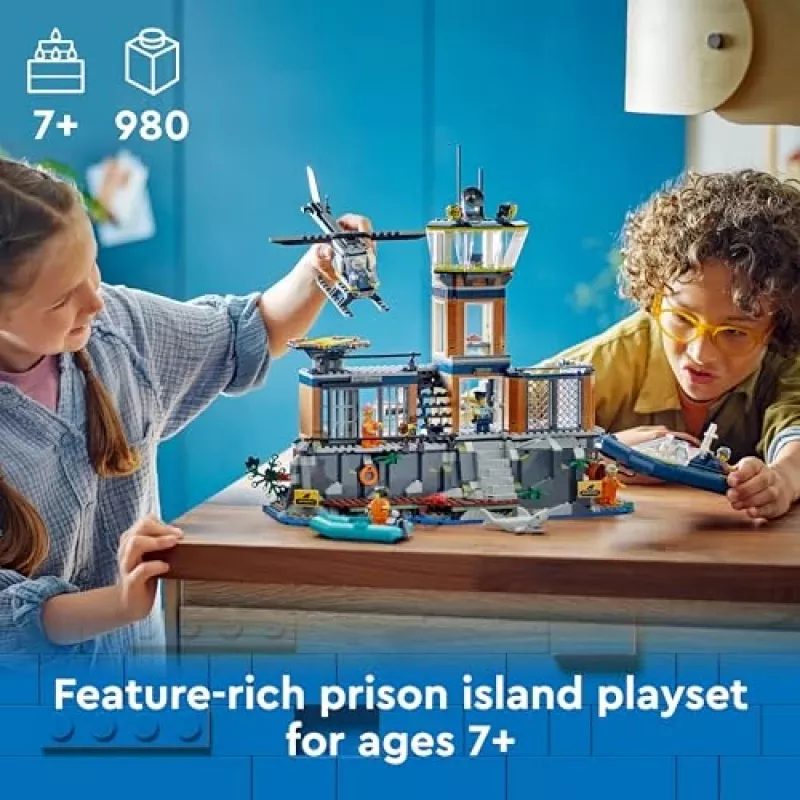 LEGO City ehitusmänguasi politseijaam koos vanglaga Vanglasaar 60419 — 980 detaili, 7 minifiguuri, 370×400×160 mm