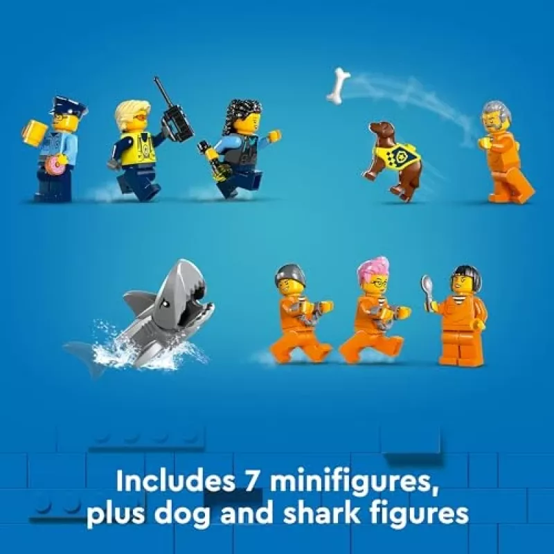 LEGO City ehitusmänguasi politseijaam koos vanglaga Vanglasaar 60419 — 980 detaili, 7 minifiguuri, 370×400×160 mm