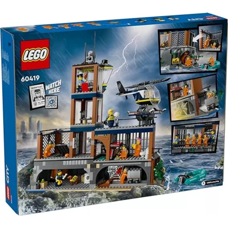 LEGO City ehitusmänguasi politseijaam koos vanglaga Vanglasaar 60419 — 980 detaili, 7 minifiguuri, 370×400×160 mm