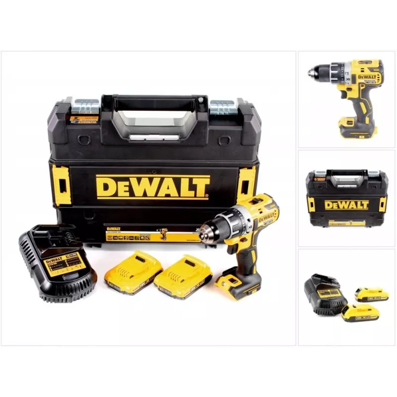 Juhtmeta puur DeWalt DCD791D2-QW, 18V Li-Ion, 2×2Ah akud, padrunita 13 mm padrun, 70 Nm, 1,5 kg