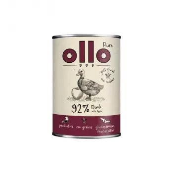 Märg koeratoit OLLO Pure Duck with Apple 850 g — täisväärtuslik täiskasvanud koeratoit kotis, teravilja- ja sojavaba