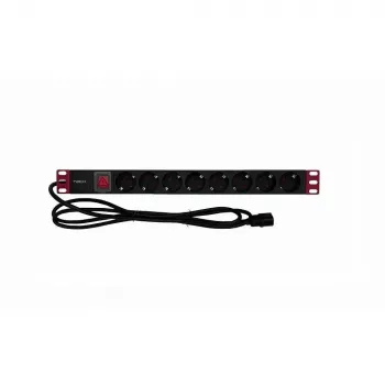Rack Power Strip TECHLY 365733 1U — 8× Schuko sockets, 2 m kaabel