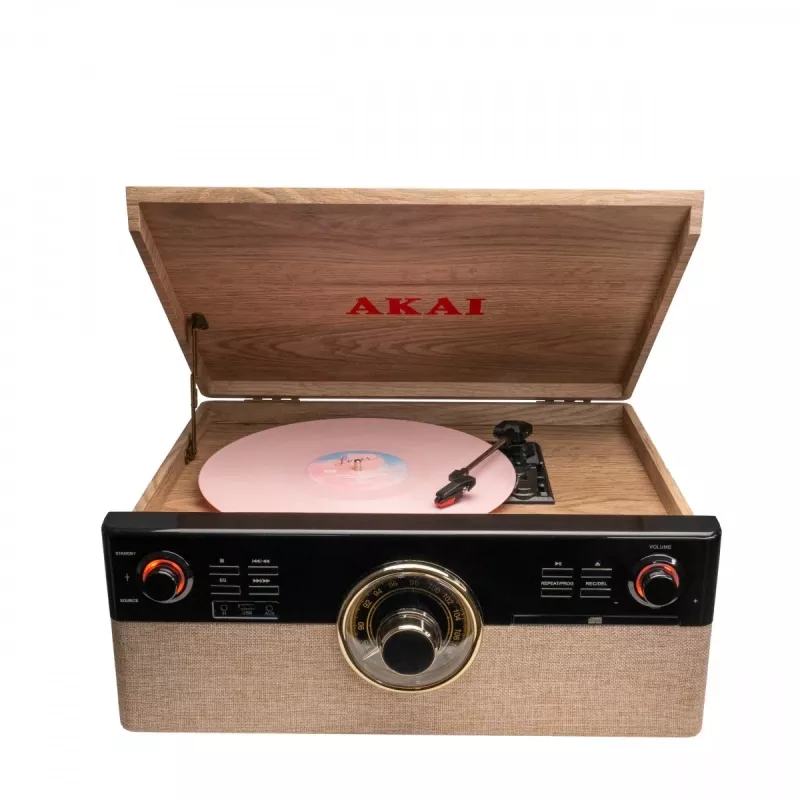 AKAI ATT-300CC Belt-Drive plaadimängija USB ja sisseehitatud fono-eelvõimendiga, must