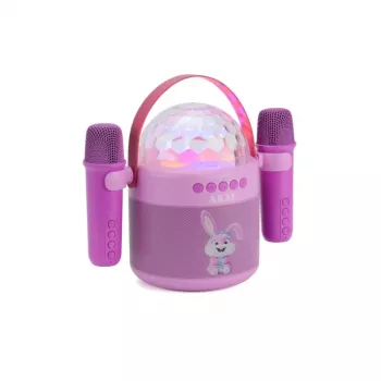 AKAI JoyBox Kids Karaoke Set with Bluetooth, USB, MicroSD, AUX, FM Radio, RGB Lights, Voice Changer, Wired Microphone, Rechargeable 1200mAh Battery, 5W RMS