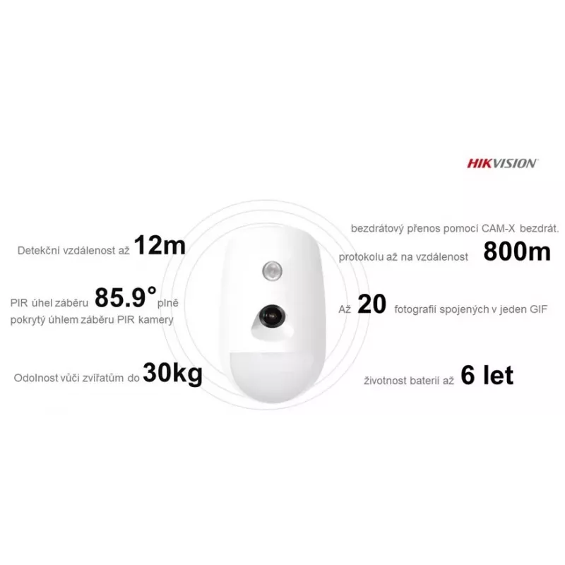 Hikvision DS-PDPC12P-EG2-WE(B) Tri-X Wireless PIR Motion Sensor with Camera
