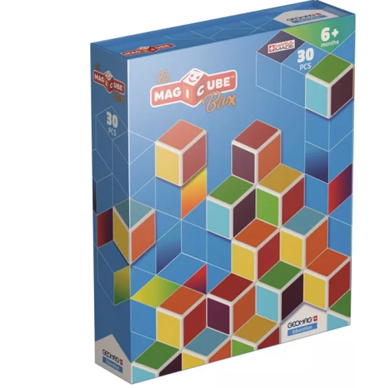 Geomag MagiCube GM120 Magnetilised Ehitusklotsid, 30 tükki, Mitmevärviline, Ruudukujuline, Unisex, Lastele alates 1,5 eluaastast