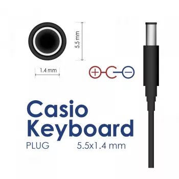 AKYGA toiteplokk Casio klaviatuuridele, 9V 1A, 5.5x2.1mm, keskpositiivne
