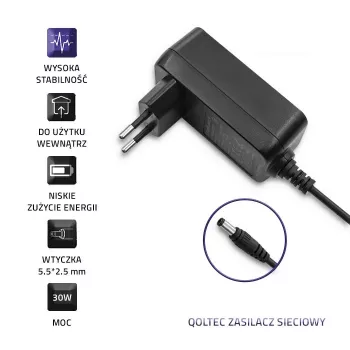 Qoltec Plug-in Power Supply 30W 15V 2A 5.5x2.5mm Black