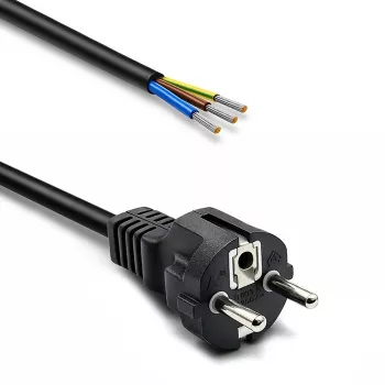 QOLTEC SCHUKO CEE toitekaabel Cu eemaldatud ja tinatatud otstega 1,5 m must