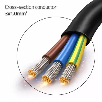 QOLTEC SCHUKO CEE toitekaabel Cu eemaldatud ja tinatatud otstega 1,5 m must