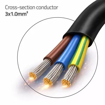 QOLTEC Toitekaabel SCHUKO CEE Nurgapistikuga Cu Paljastatud Otstega 1,5m Must