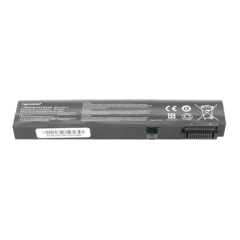 MOVANO Aku BTY-M6H MSI CX62 GE62 GE72 GL72 PE70 jaoks - 4400 mAh (48 Wh)