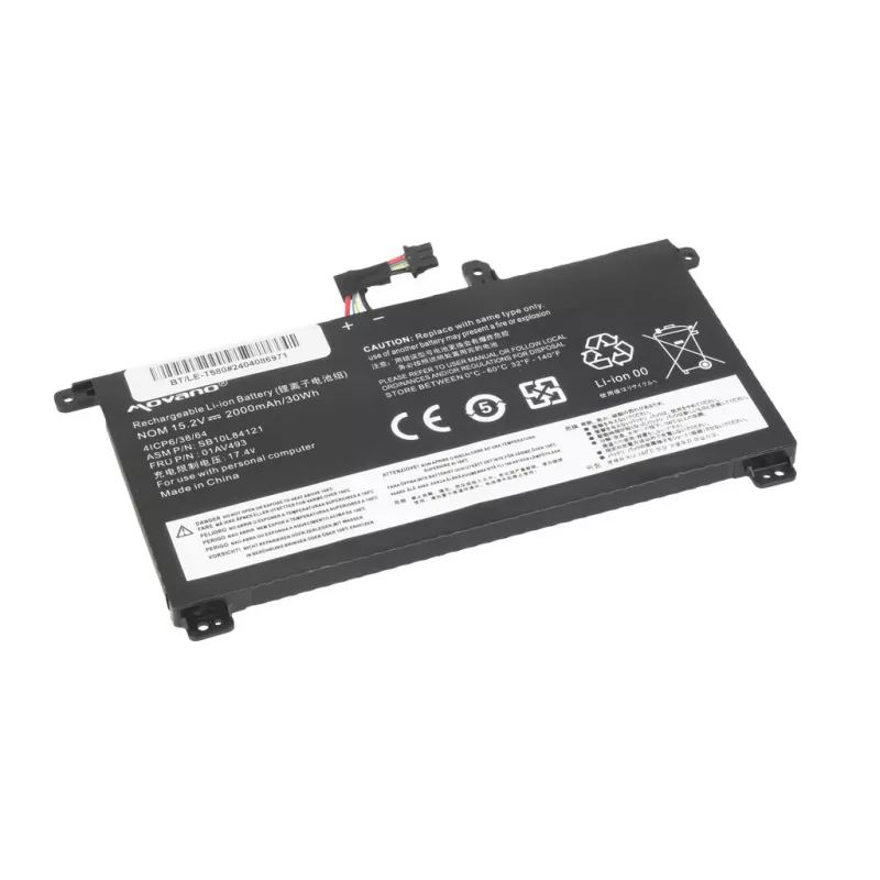 MOVANO Aku 01AV493 Lenovo ThinkPad T570 T580 P51S jaoks - 2000 mAh (30 Wh)