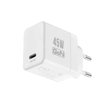 Crong Ultra Compact GaN USB-C 45W PD 3.0 PPS seinelaadija (valge)