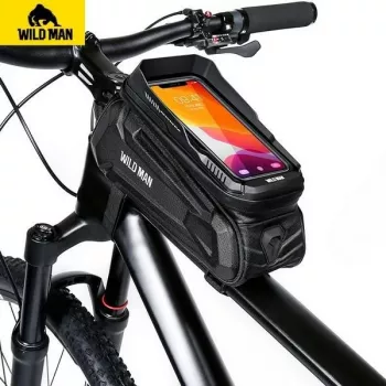 WILDMAN XT5 Frame Bag Black - Jalgratta ülemise toru kott telefonitaskuga, veekindel PU-nahk