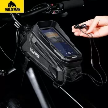 WILDMAN XT5 Frame Bag Black - Jalgratta ülemise toru kott telefonitaskuga, veekindel PU-nahk