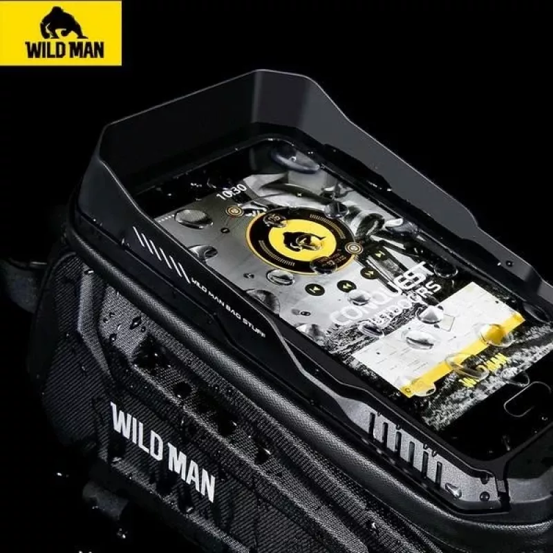 WILDMAN XT5 Frame Bag Black - Jalgratta ülemise toru kott telefonitaskuga, veekindel PU-nahk