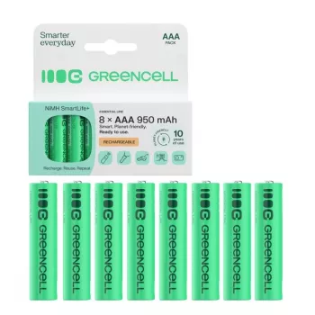 GREEN CELL laetavad patareid 8xAAA HR03 950mAh NiMH