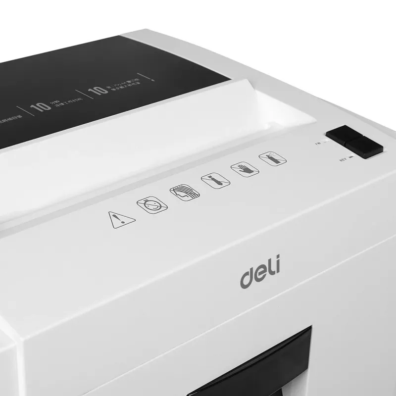 Deli E9952 ristlõikeline paberipurustaja, 10 lehte, 21L, must