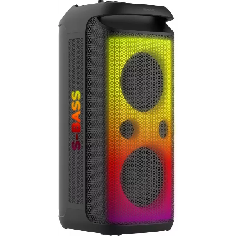 SENCOR Partycon CORE Power 140W Portable Bluetooth Speaker with TWS, IPX4, RGB LED, Karaoke, Black