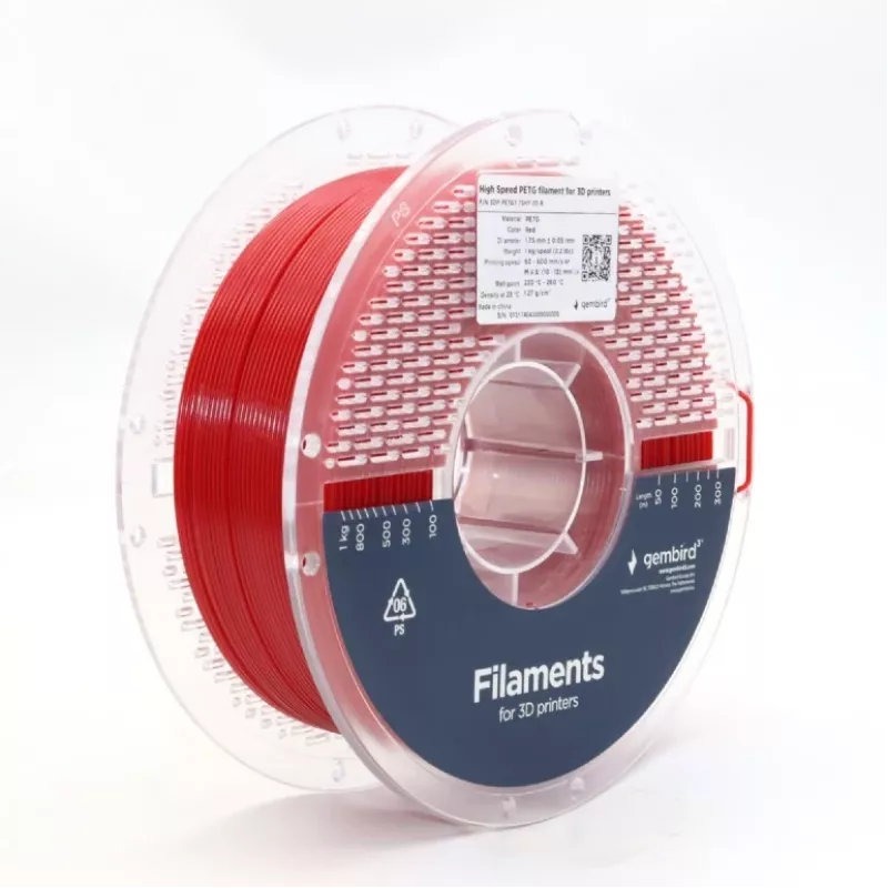 GEMBIRD Filament PETG High Speed, 1.75 mm, 1 kg, Punane