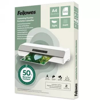 Fellowes 100-Pack A4 Matt lamineerimiskiled, 80 mikronit, taaskasutatud