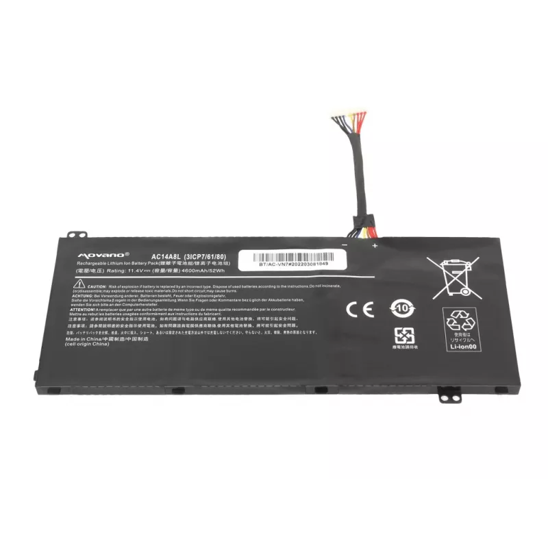 MOVANO Aku AC14A8L AC15B7L Acer VN7 Nitro V15 V17 jaoks - 4600 mAh (52 Wh)